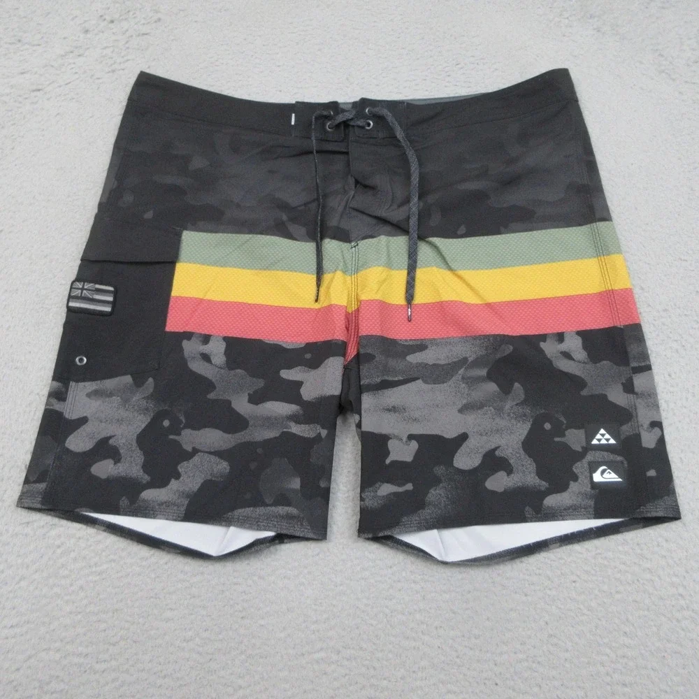 Quiksilver‎ Highline Hawaii Board Shorts Mens 42 Camo Stripe Surf Swim Beach